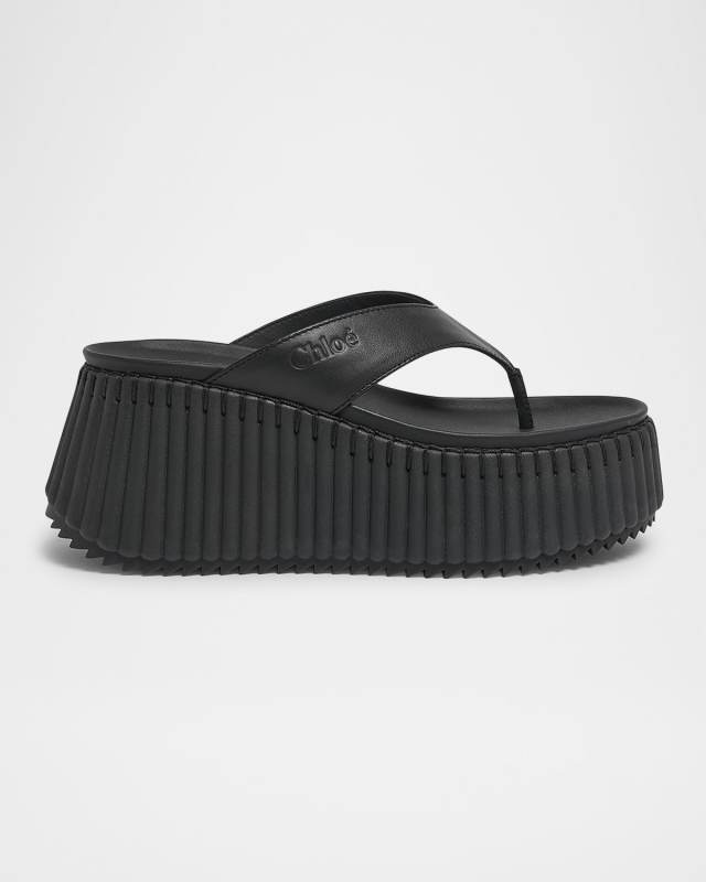 Nama Platform Leather Thong Sandals